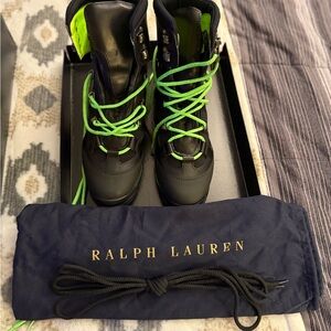 Ralph Lauren Black and Bright Green Hiking Boots